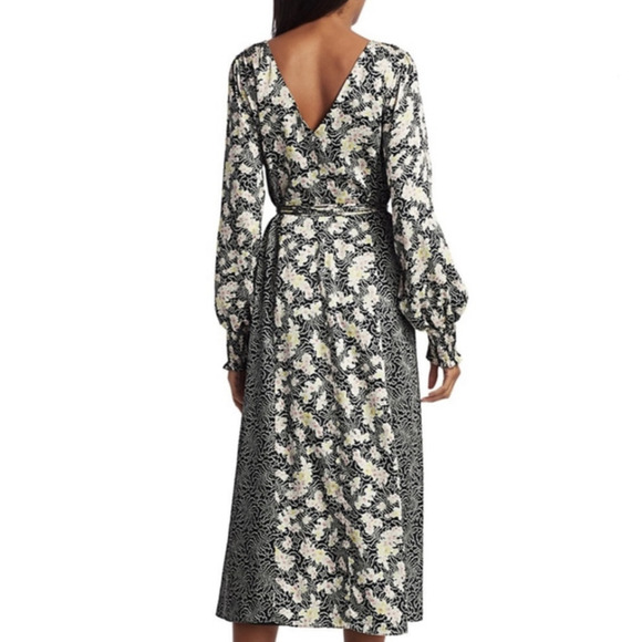 Cinq a Sept Black Mixed Floral Jessica Midi Dress sz 2 $425 - Picture 4 of 14